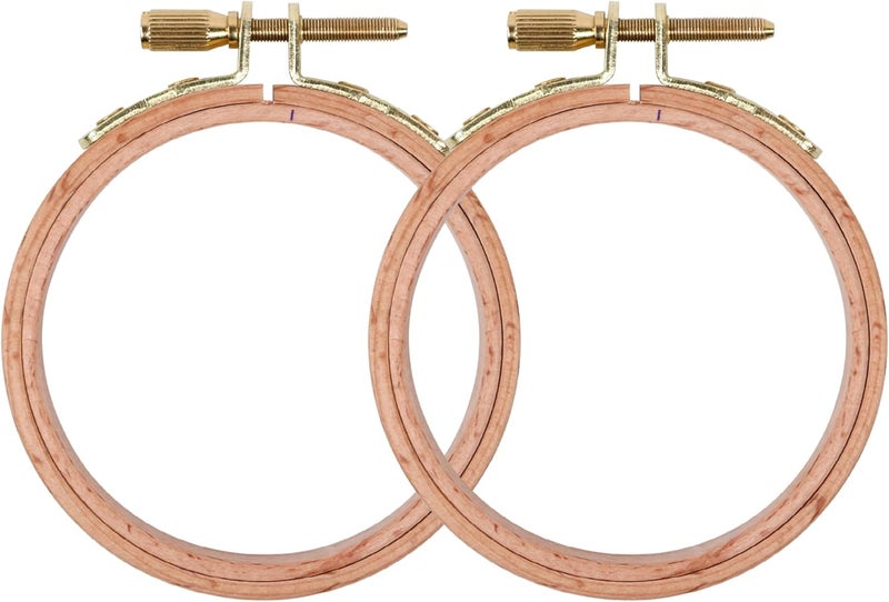 GuoFa 2 Pack 2.75'' Embroidery Hoop, 7CM Round Beech Wood Cross Stitch Hoops, Hanging Embroidery Frame Hoop for Decoration - Image 1